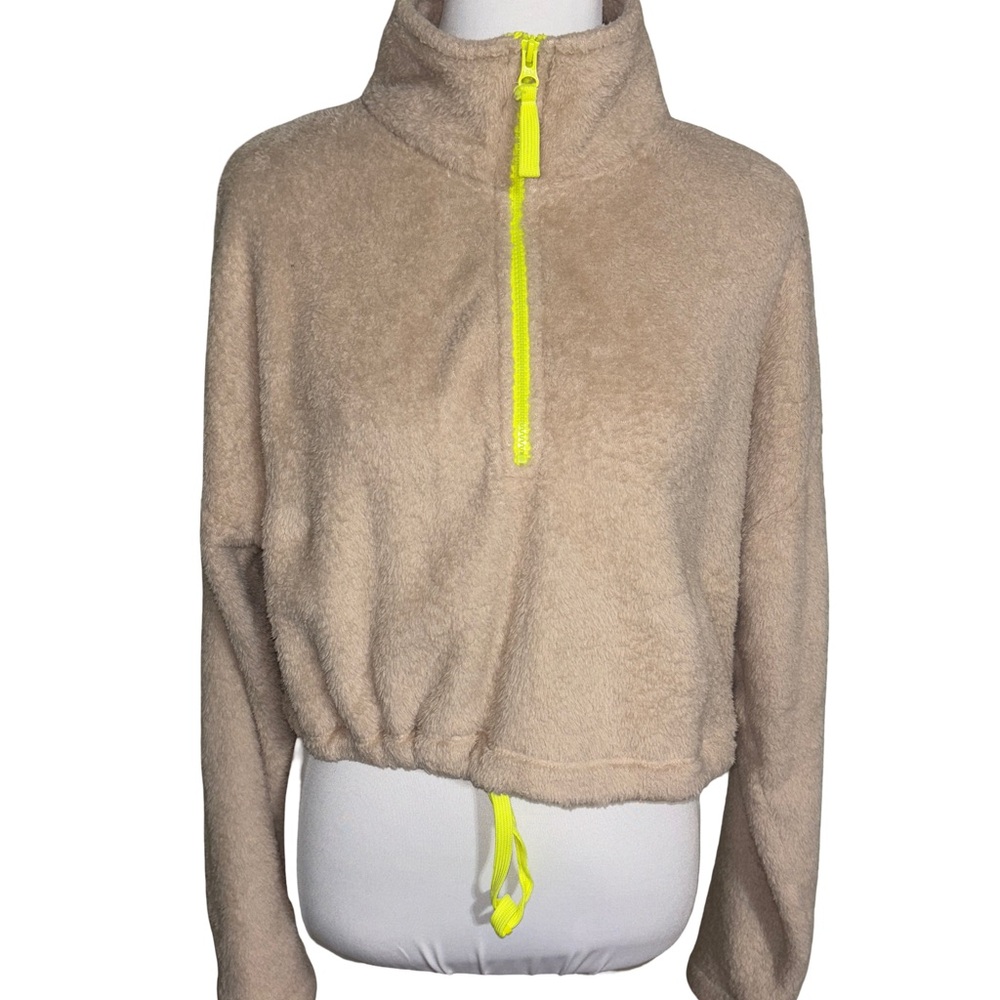 Urban Outfitters Tan Cowl Neck Sweater Neon Accents